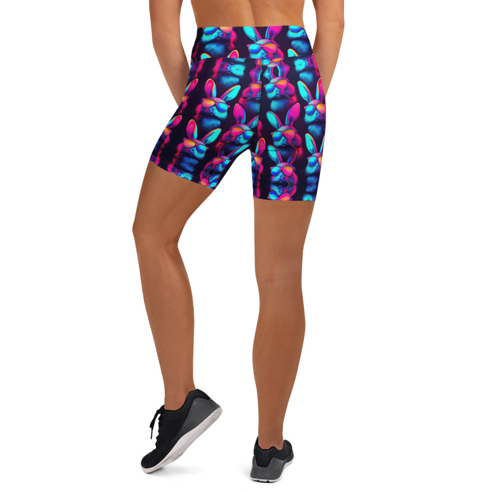 radiant rabbit yoga shorts back