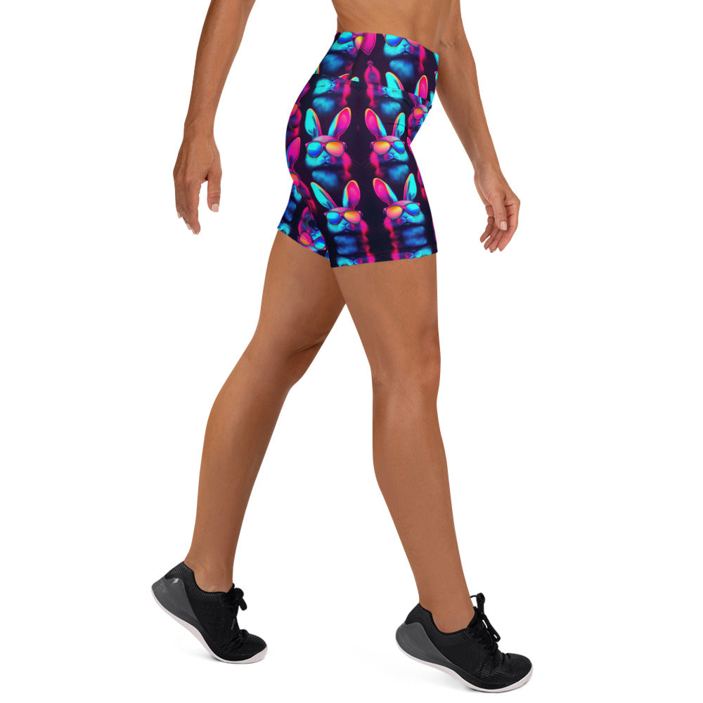 radiant rabbit yoga shorts right side