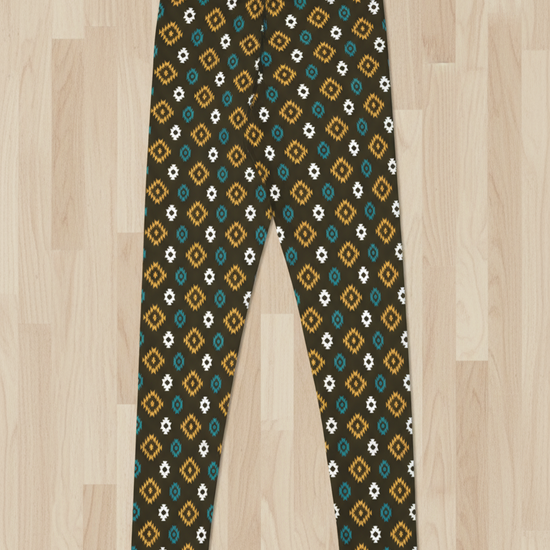 Patterned pants on a light timber background