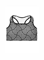 Black and white patterned crop top on a white background