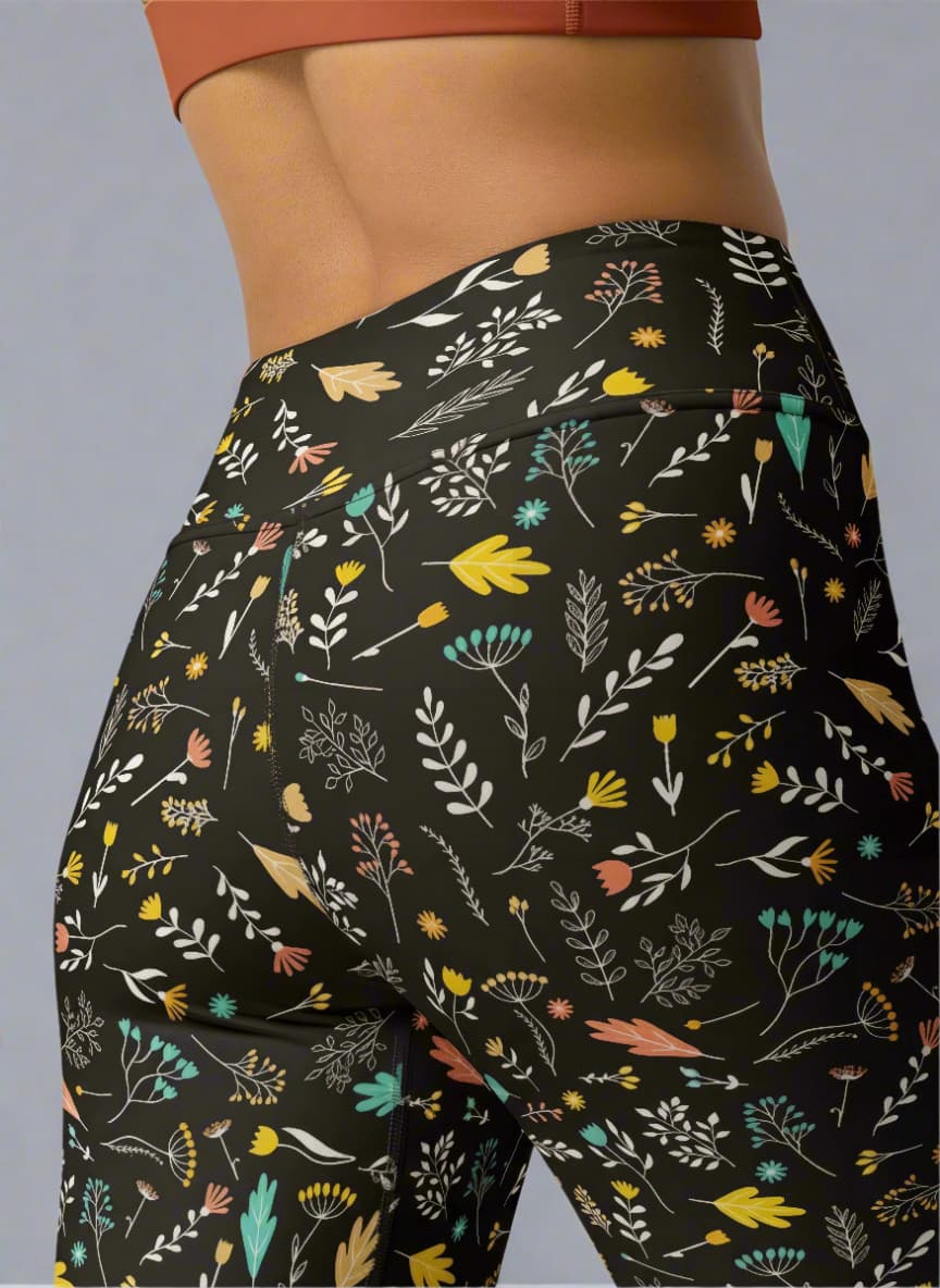 Floral-patterned pants on a plain background