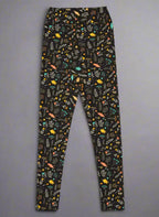 Patterned leggings on a gray background