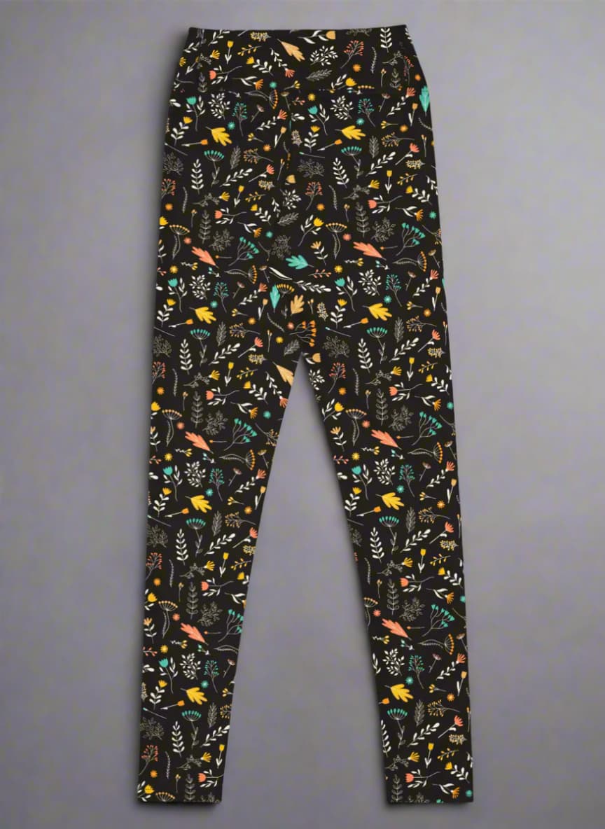 Patterned leggings on a gray background