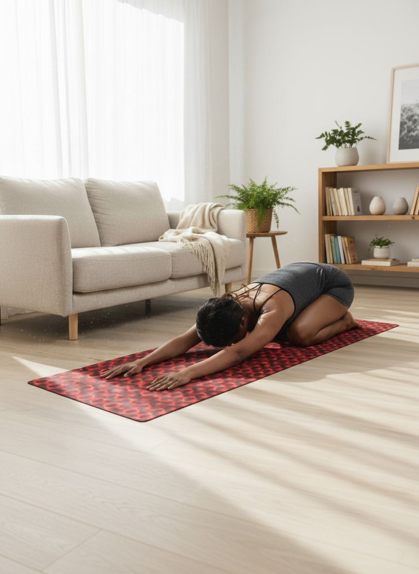 Blaze Ignite Yoga Mat | Red & Black Print | Premium Non-Slip