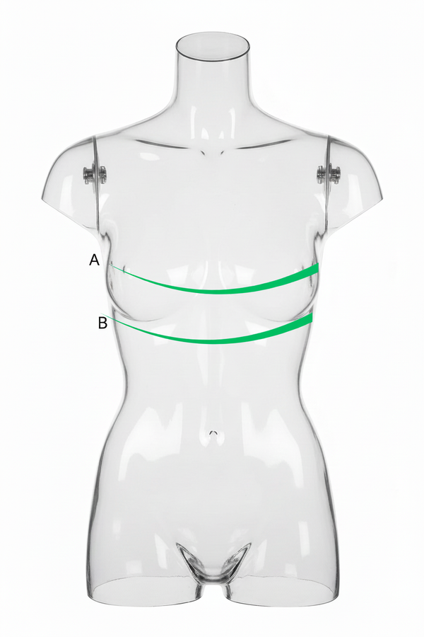 Mannequin with A and B labels