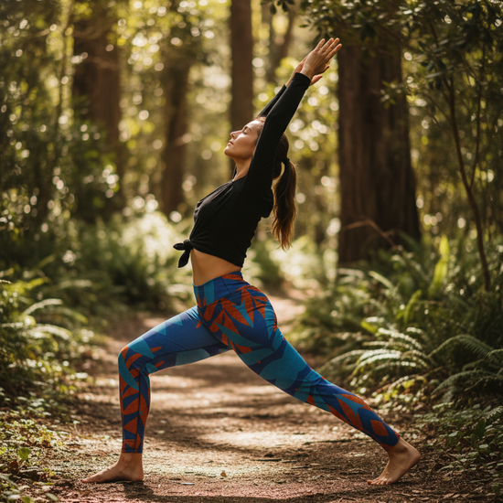 Person practicing yoga in a forest setting