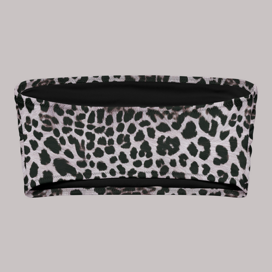 Leopard print tube top on a beige background