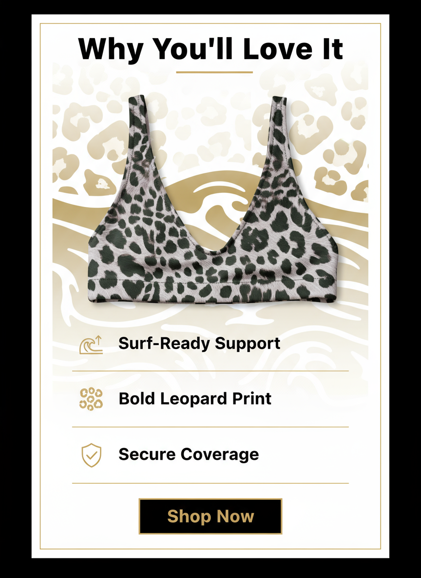 Savannah Charge Surf Bikini Top Features - Instagram Story Graphic