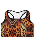 Leopard print sports bra on a white background