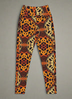 Leopard print leggings on a gray background